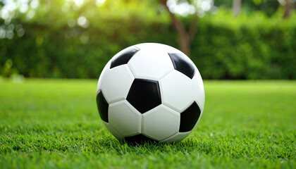 Fototapeta premium Soccer Ball with Grass Negative Space