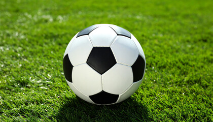 Fototapeta premium Soccer Ball with Grass Negative Space