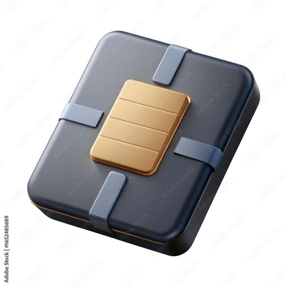 Poster 3d rendered futuristic data drive isolated on transparent background