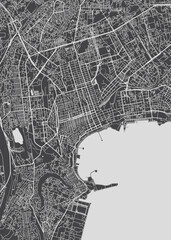 City map Baku, monochrome detailed plan, vector illustration