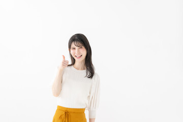 Fototapeta premium 女性 ポートレート サムズアップ