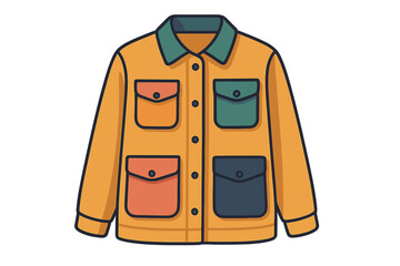 Colorful casual jacket with multiple pockets in flat design  utility jacket pockets