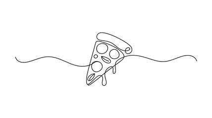 Obraz premium Pizza slice continuous line vector illustration