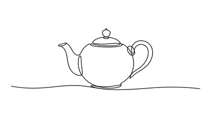 One line drawing of teapot minimalist continuous line art vector illustration
