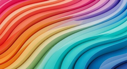 A vibrant display of rainbow colored wavy lines creating a visually appealing abstract background art piece