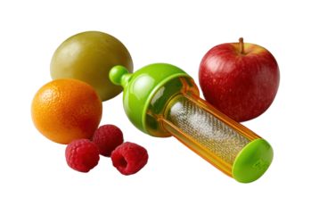 Healthy snacks for kids kitchen food bright colors isolated on transparent background, png