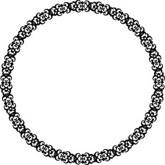 Black round vintage  frame on transparent background. PNG, 300 DPI