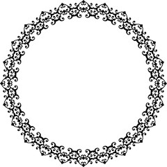 Black round vintage  frame on transparent background. PNG, 300 DPI