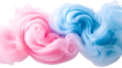 Abstract pink and blue swirl of light and airy textures, a gender reveal concept isolated on white background
