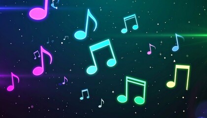 Abstract music background with neon notes