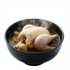 Korean Samgyetang Ginseng Chicken Soup Isolated on White
