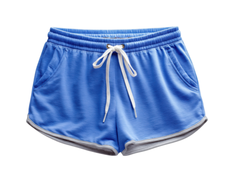 Active lifestyle blue athletic shorts for summer sports outdoors fashion isolated on transparent background, png