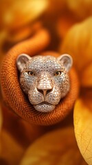 Obraz premium A jeweled animal pendant necklace on velvet, showcasing rich autumn colors for World Animal Day. 
