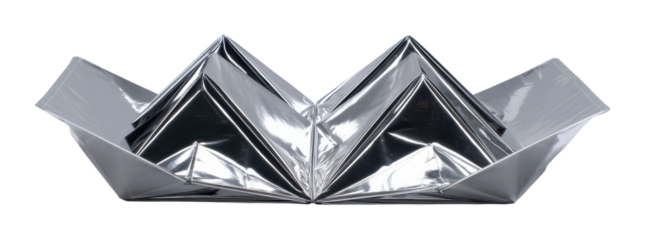 Crafting a modern metallic paper boat creative design isolated on transparent background, png