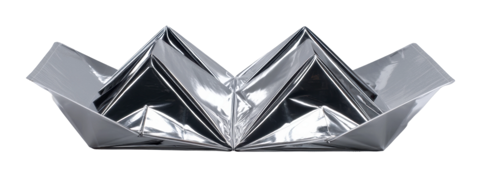 Crafting a modern metallic paper boat creative design isolated on transparent background, png