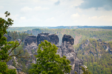 View of the Kamel rock in Saxon Switzerland, germany