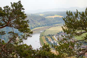 View of the Elbe River near Rathen in Saxon Switzerland