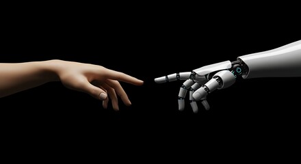 Abstract Image of a Human Hand and a Robotic Arm