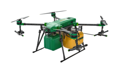 Drone technology in agriculture farm field product aerial view isolated on transparent background, png