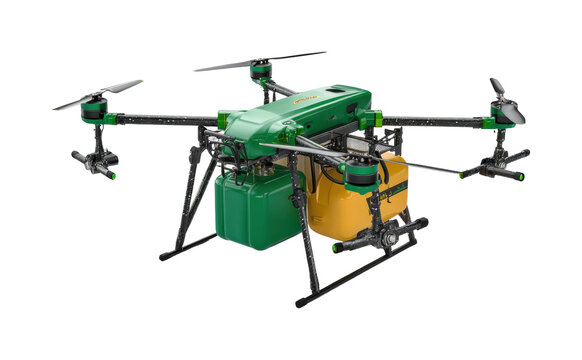 Drone technology in agriculture farm field product aerial view isolated on transparent background, png