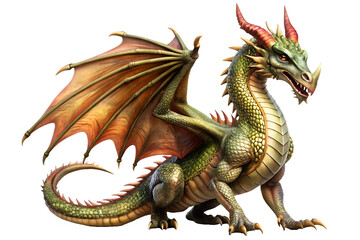 Obraz premium Fantasy dragon isolated on white background, PNG.AI Generated.