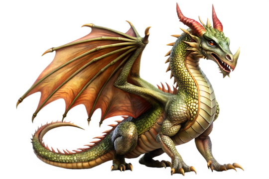 Fantasy dragon isolated on white background, PNG.AI Generated.