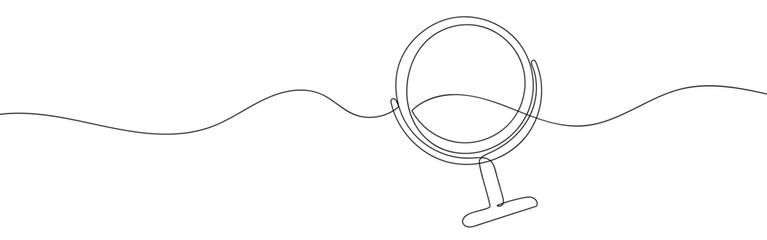 Obraz premium Continuous line of a makeup mirror. Vector art line on transparent background. Editable stroke.
