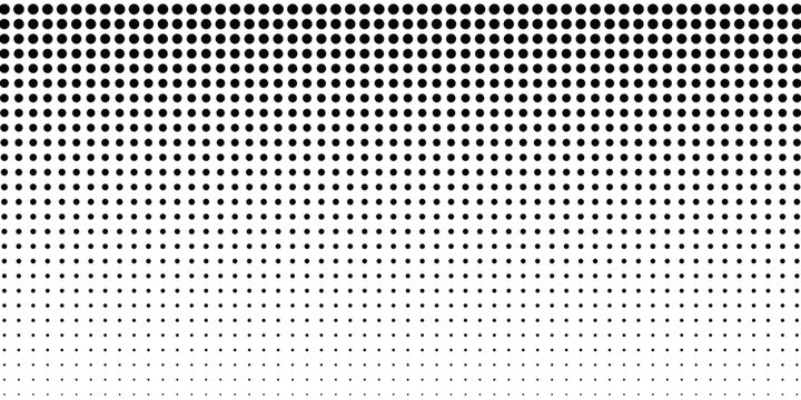 Black polka dots seamless pattern on white background. Halftone minimalist abstract modern dotted