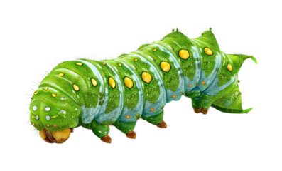 Caterpillar transformation nature biology isolated on transparent background, png