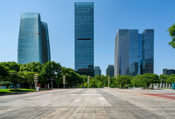 Office building and garden in commercial park, Tianfu New Area, Chengdu, China