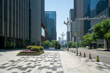 Office building and garden in commercial park, Tianfu New Area, Chengdu, China