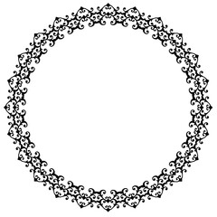Black round vintage frame on a white background. JPG, 300 DPI.
