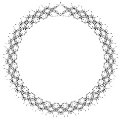 Black round vintage frame on a white background. JPG, 300 DPI.