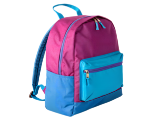 Vibrant pink and blue school backpack with multiple compartments and padded shoulder straps suitable for students and children for daily use and outdoor activities