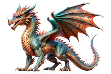 Fototapeta premium Fantasy dragon isolated on white background, PNG.AI Generated.