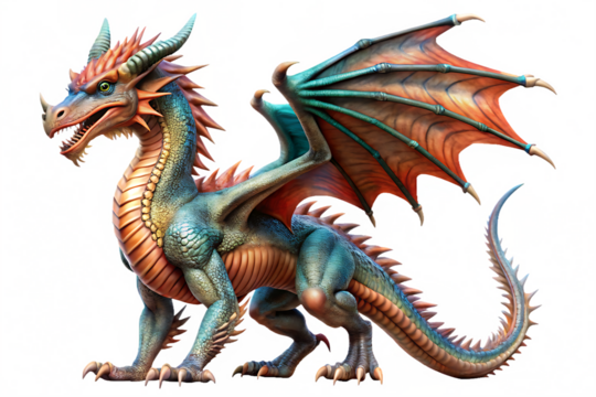 Fantasy dragon isolated on white background, PNG.AI Generated.