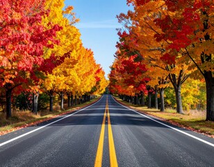 Straight Path in Fall Forest