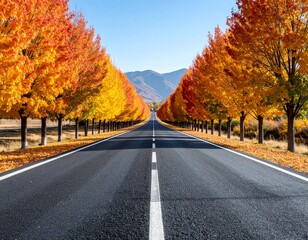 Naklejka premium Autumn Tree-Lined Road with Gradient Colors