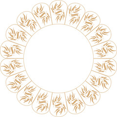 Oak leaves line art frame. Doodle leaf Thanksgiving template. Frame with empty space for your text