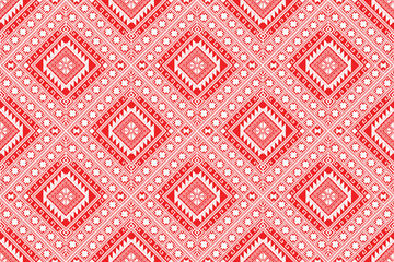 Seamless red pattern, Seamless Decorative Textile Pattern – Tribal Ethnic Diamond Vector