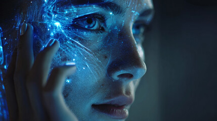 Hyper-Realistic Futuristic AI Assistant Interacting with Human Using Holograms in Ultra-HD Cinematic Lighting