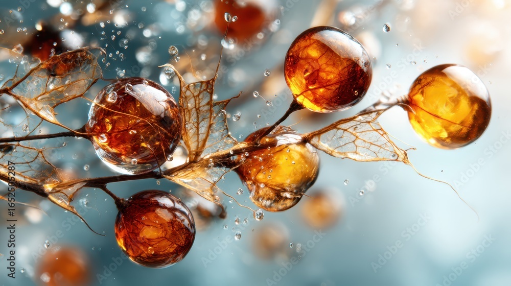 Aufkleber this stunning abstract image features a composition of colorful orbs suspended in water, creating a 