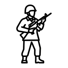 Naklejka premium Stylized vector illustration showcasing a soldier armed with a rifle
