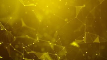 Abstract background Dot and connect line for cyber technology futuristic and network connection concept with dark and grain processed wide screen ratio