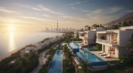 Obraz premium Exclusive Artistic coastal retreat overlooking scenic hills in Dubai for Sale Dream Home