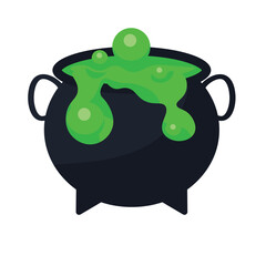Cauldron With Green Magic Potion Illustration