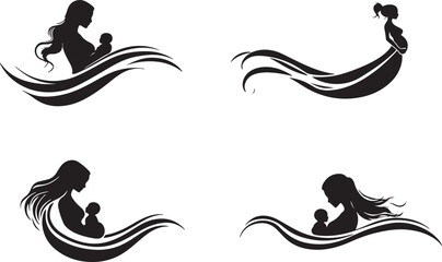 "Mother and Child Silhouette Art"

"Floral Circle Mom and Baby Design"

"Motherhood Love Vector Collection"