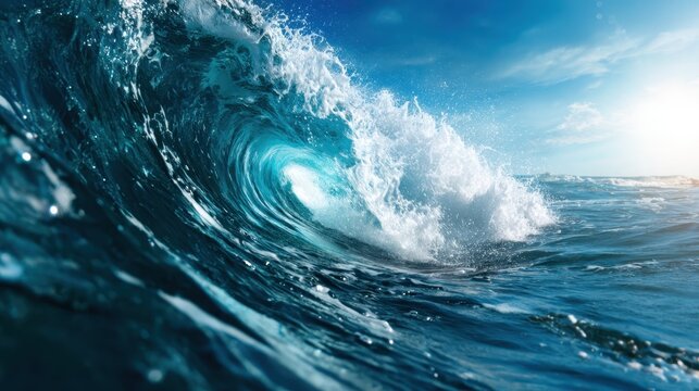 A breathtaking image of a powerful ocean wave highlights its dynamic beauty, showcasing the rich colors and movement that evoke feelings of freedom and nature's majesty.