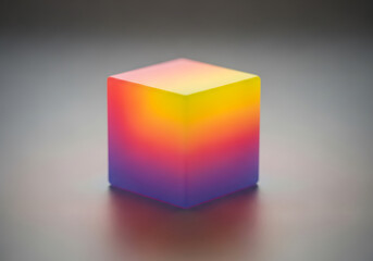 Abstract colorful gradient cube with smooth surface, a modern geometric design element with bright vibrant colors