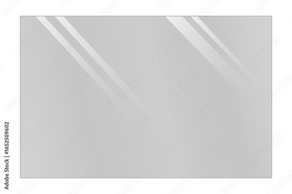 Poster realistic shiny transparent grey glass plate with light glare and screen reflection effect on isolat